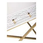 Приставной столик с выдвижным ящиком  White Table Carved Pattern варинант исполнения - 5 | Loft Concept в Самаре