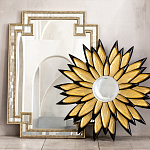 Зеркало-солнце в раме золотого и черного цвета Rays of Peace варинант исполнения - 3 | Loft Concept в Самаре