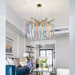 Люстра на подвесе с каркасом из металла и цветными подвесками из стекла Droplet Chandelier варинант исполнения - 1 | Loft Concept в Самаре