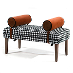 Банкетка Banquette PIED DE POULE Orange с принтом гусиная лапка Оранжевые валики варинант исполнения - 3 | Loft Concept в Самаре