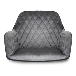 Барный стул со спинкой и подлокотниками на 4-х деревянных ножках Douglas Rhombus Серый Велюр варинант исполнения - 3 | Loft Concept в Самаре