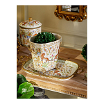 Кашпо с растительным и животным орнаментом на бронзовых ножках Turquoise Blooming Garden варинант исполнения - 8 | Loft Concept в Самаре