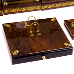 Настольный письменный набор с часами из природного камня обсидиана Royal Set варинант исполнения - 4 | Loft Concept в Самаре