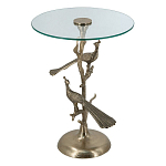 Столик с круглой стеклянной столешницей и корпусом в виде двух павлинов на ветке Table Two Peacocks варинант исполнения - 1 | Loft Concept в Самаре