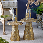 Журнальный столик с конусообразной основой и текстурной поверхностью золотого цвет Ethnic Metal варинант исполнения - 5 | Loft Concept в Самаре