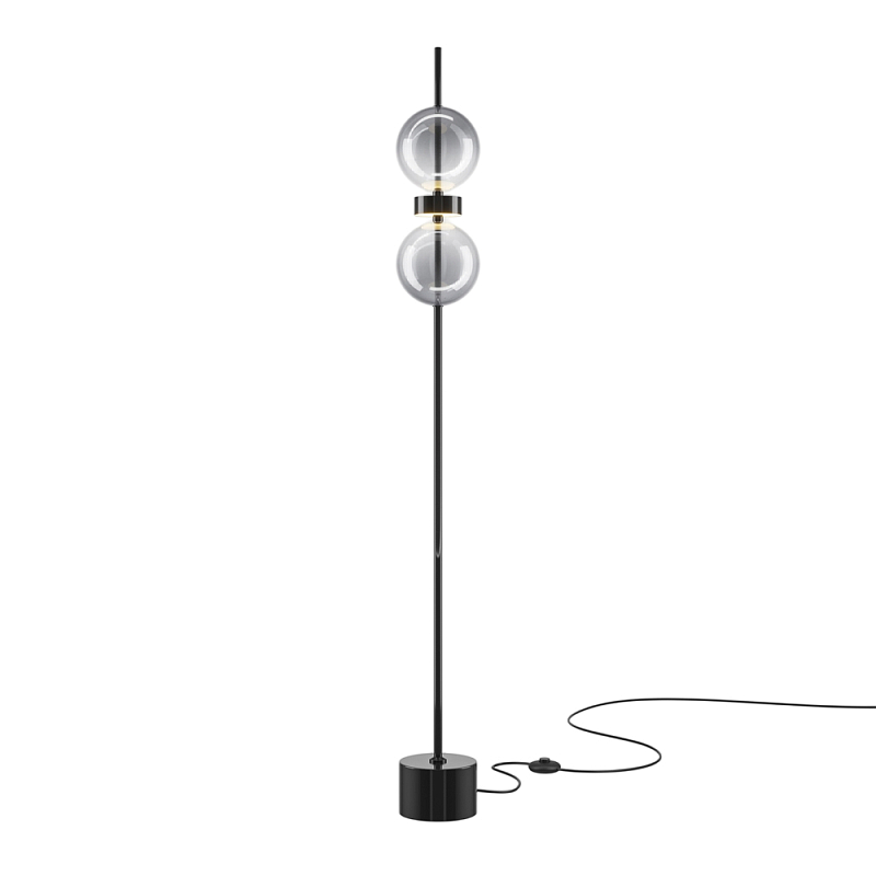 Напольный торшер светодионый Double Moon 3000К 15Вт Дымчатый (Smoke) Черный в Самаре | Loft Concept 