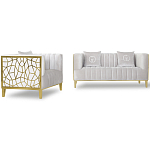 Кресло велюровое серое с фактурным каркасом золотистого цвета Best Traits варинант исполнения - 1 | Loft Concept в Самаре