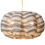 Круглая люстра волнистой формы декорированная бусами Blue White Stripes Wavy Chandelier варинант исполнения - 1 | Loft Concept в Самаре