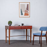 Стол письменный из массива бука с 2-мя ящиками красный Wenge Light варинант исполнения - 5 | Loft Concept в Самаре