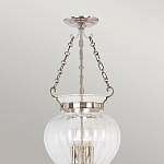 Подвесной светильник цвета никель с прозрачным ребристым стеклянным плафоном в классическом стиле Elstead Lighting варинант исполнения - 3 | Loft Concept в Самаре