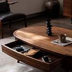 Кофейный стол овальный из дерева с 2-мя ящиками Coffee Walnut Table варинант исполнения - 7 | Loft Concept в Самаре