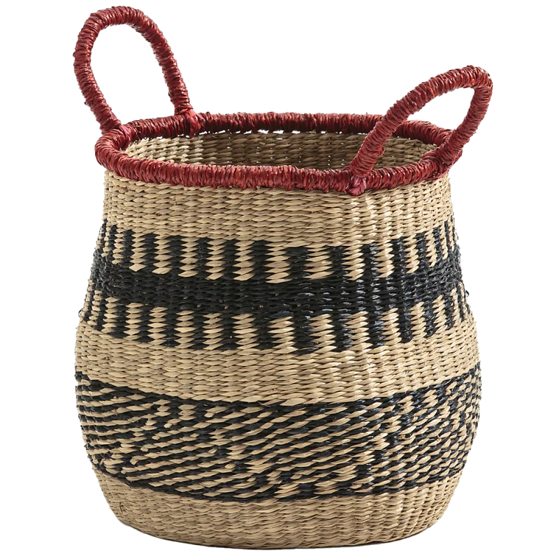 Круглая плетеная корзина Oyana Wicker Basket Красный Бежевый Черный Круглая плетеная корзина Oyana Wicker Basket Красный Бежевый Черный в Самаре | Loft Concept