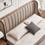 Кровать двуспальная с мягким изголовьем Moon Walnut Bed варинант исполнения - 5 | Loft Concept в Самаре