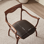 Стул деревянный с мягким сиденьем из коричневой натуральной кожи Moon Walnut Furniture варинант исполнения - 10 | Loft Concept в Самаре