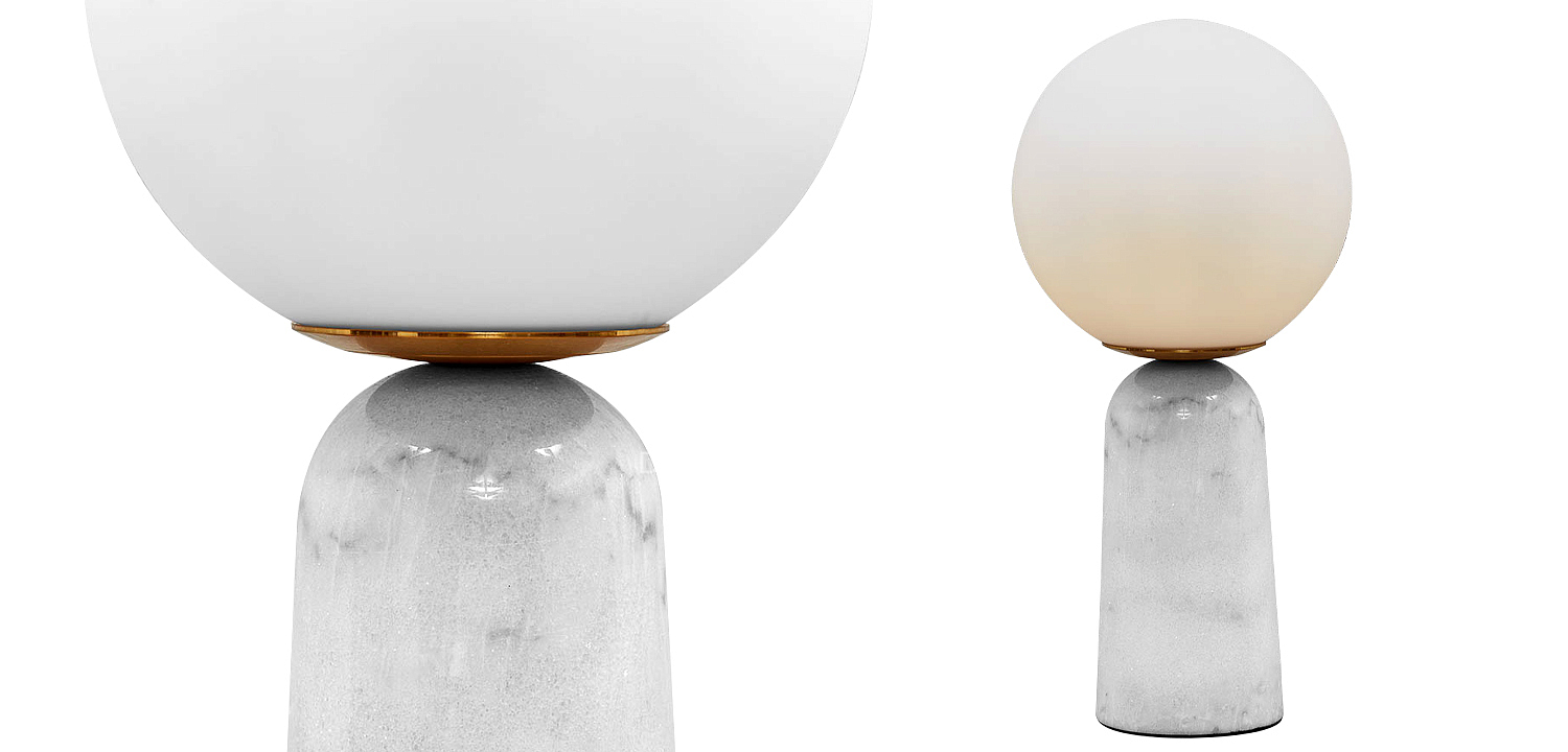 Настольная лампа Круглый стеклянный плафон на подставке из мрамора Brigitte Table Lamp Настольная лампа Круглый стеклянный плафон на подставке из мрамора Brigitte Table Lamp - Loft-Concept в Самаре
