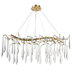 Линейная люстра с хрустальными подвесками в виде капель Droplet Crystal Gold Linear Chandelier 12 варинант исполнения - 1 | Loft Concept в Самаре