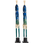 Комплект из 2-х деревянных статуэток Asmat Statuettes Blue Green варинант исполнения - 1 | Loft Concept в Самаре
