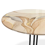Стол журнальный круглый с бежевой столешницей из стекла Beige Marble варинант исполнения - 3 | Loft Concept в Самаре