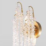 Бра с хрустальными прозрачными подвесками и круглым основанием золотого цвета FAIRYTREE Light варинант исполнения - 3 | Loft Concept в Самаре