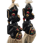 Комплект из 2-х деревянных статуэток Asmat Straw Headdress Statuettes Multicolor варинант исполнения - 5 | Loft Concept в Самаре