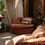 Кушетка круглая с обивкой из велюра коричневая Milky Brown Chair варинант исполнения - 8 | Loft Concept в Самаре