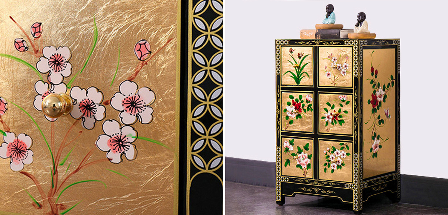 Тумба в Китайском стиле ручная роспись Black and Gold Chinese Nightstand Тумба в Китайском стиле ручная роспись Black and Gold Chinese Nightstand - Loft-Concept в Самаре
