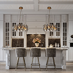 Люстра подвесная круглая с овальными подвесками из стекла дымчатого цвета Harlow Crystal Round варинант исполнения - 6 | Loft Concept в Самаре