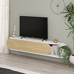 ТВ-тумба подвесная белая с полкой и откидной дверцей цвета древесины TONE TV STAND WHITE варинант исполнения - 2 | Loft Concept в Самаре