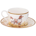 Чайная пара из фарфора с изображением собаки и зайцев 300 мл Hunting Porcelain Collection 2 варинант исполнения - 1 | Loft Concept в Самаре