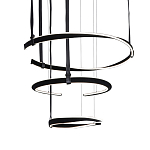 Люстра подвесная с 3-мя кольцами из кожаных ремней черного цвета Half Ring Horizontal  варинант исполнения - 1 | Loft Concept в Самаре