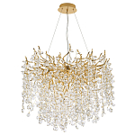 Люстра с хрустальными подвесками на металлических ветках Fairytree Light Gold Chandelier 14 варинант исполнения - 2 | Loft Concept в Самаре