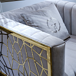 Кресло велюровое серое с фактурным каркасом золотистого цвета Best Traits варинант исполнения - 3 | Loft Concept в Самаре