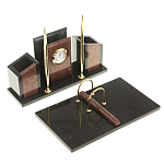Настольный письменный набор из лемезита и змеевика с часами Royal Accessory варинант исполнения - 2 | Loft Concept в Самаре