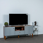 ТВ-тумба серая из массива бука с 2-мя дверками и ящиком Wenge Light варинант исполнения - 7 | Loft Concept в Самаре