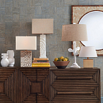 Настольная лампа с белым каркасом и тканевым абажуром Natural Stems варинант исполнения - 4 | Loft Concept в Самаре