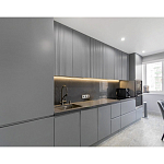 Прямой серый кухонный гарнитур с фрезерованным фасадом Idelle Kitchen Set варинант исполнения - 3 | Loft Concept в Самаре