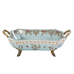 Блюдо прямоугольное из голубого фарфора с ручками и рисунком птиц и цветов Blue Garden варинант исполнения - 1 | Loft Concept в Самаре