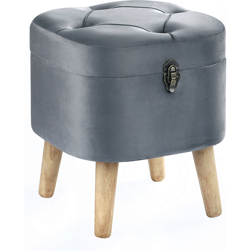 Пуф Leather with a snap Серый Золотой Пуф Leather with a snap Серый Золотой в Самаре | Loft Concept