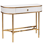 Консоль с ящиком белая с золотом Textured White Console with Gold варинант исполнения - 1 | Loft Concept в Самаре