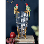 Ваза из прозрачного стекла с бронзовыми ножками и фигурками попугаев Eden Garden porcelain and bronze варинант исполнения - 1 | Loft Concept в Самаре