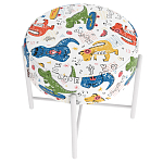 Пуф детский круглый с принтом на 4-х белых ножках Dinosaurs CHILDHOOD варинант исполнения - 3 | Loft Concept в Самаре