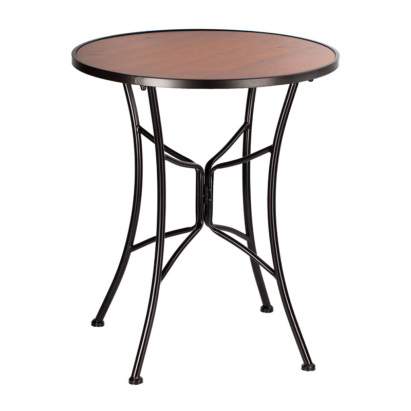 Столик приставной с круглой столешницей на металлическом черном основании Scenical Table Черный Коричневый в Самаре | Loft Concept 