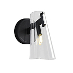 Бра конусообразной формы из прозрачного акрила и черной стали Glass Cylinder Black варинант исполнения - 1 | Loft Concept в Самаре