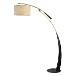 Торшер с изогнутой черной металлической ножкой и цилиндрическим абажуром из ткани Arched Metal Base  варинант исполнения - 1 | Loft Concept в Самаре