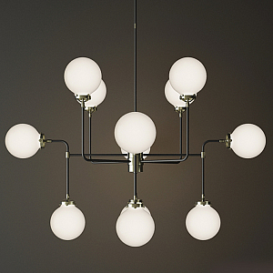 Люстра БИСТРО GLOBE MILK  GLASS SILVER CHANDELIER 12