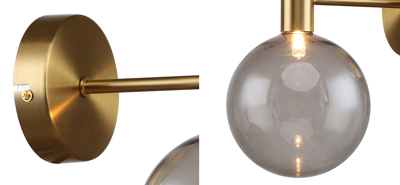 Бра с выдувным плафоном коньячного цвета Carmella Globe Brass Бра с выдувным плафоном коньячного цвета Carmella Globe Brass - Loft-Concept в Самаре