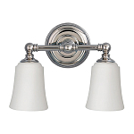 Бра для ванных комнат с 2-мя белыми плафонами в форме колокола на круглом основании цвета хром Feiss варинант исполнения - 1 | Loft Concept в Самаре