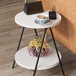 Стол приставной с 2-мя круглыми белыми столешницами ESSEL SIDE TABLE WHITE варинант исполнения - 9 | Loft Concept в Самаре