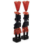 Комплект из 2-х деревянных статуэток Asmat Red Straw Headdress Statuettes варинант исполнения - 2 | Loft Concept в Самаре