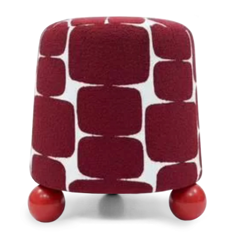 Пуф Wakonda с Красным онаментом и круглыми ножками Белый Красный в Самаре | Loft Concept 
